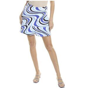 MELLY M Fisher NEW Retro Wavy White And Blue Skirt Active Skort